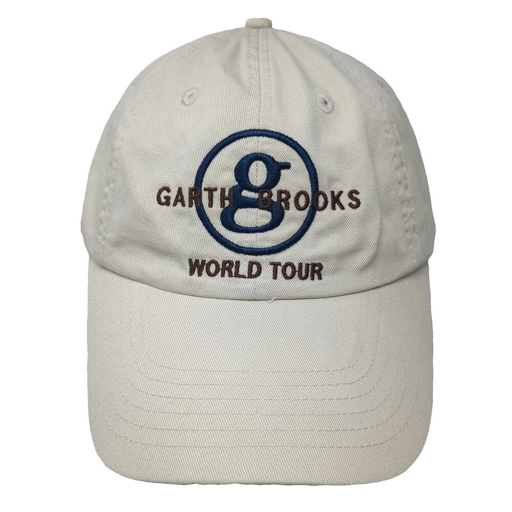 Garth Brooks World Tour Hat Beige Blue Brown Baseball Cap One Size Slideback